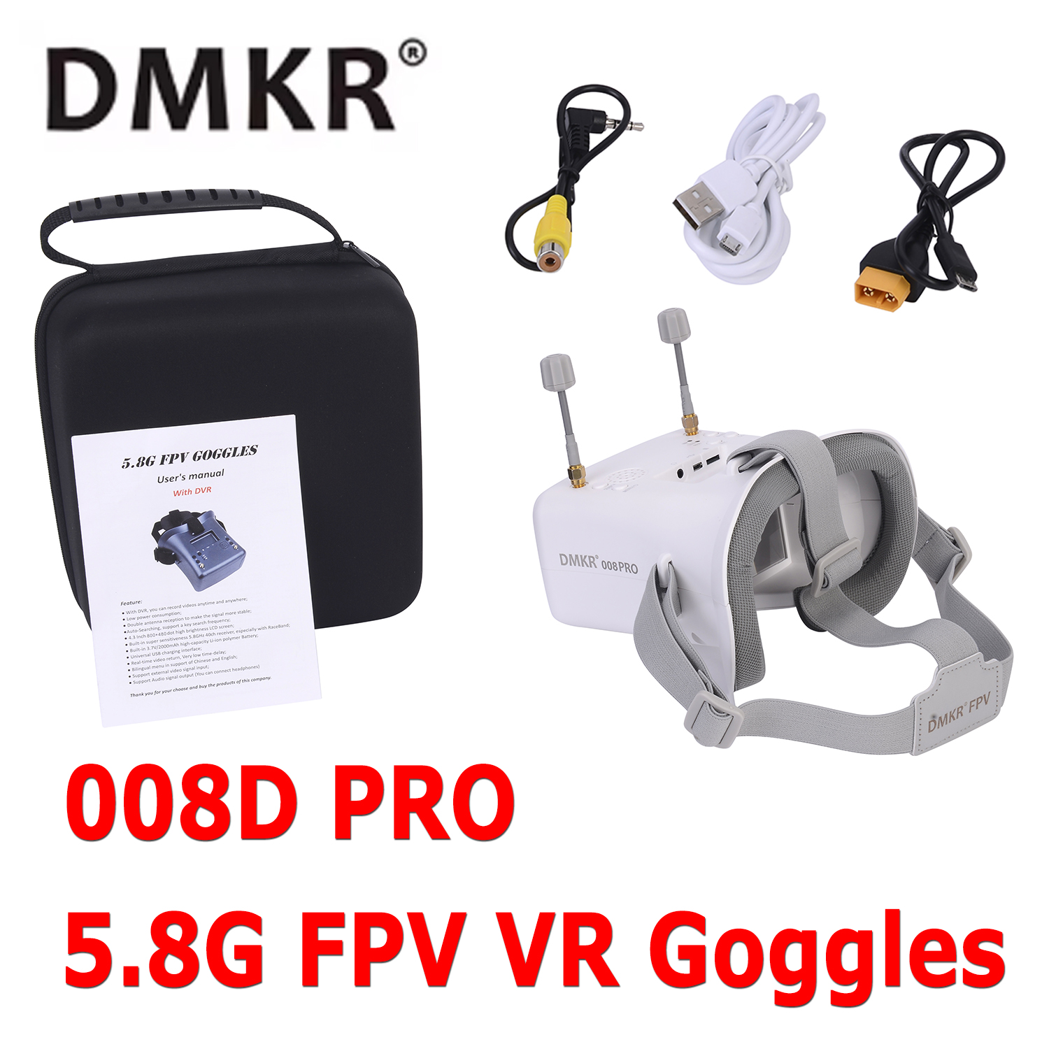 Drone Racing Goggles - DMKR 008DPRO 5.8G FPV VR Goggles