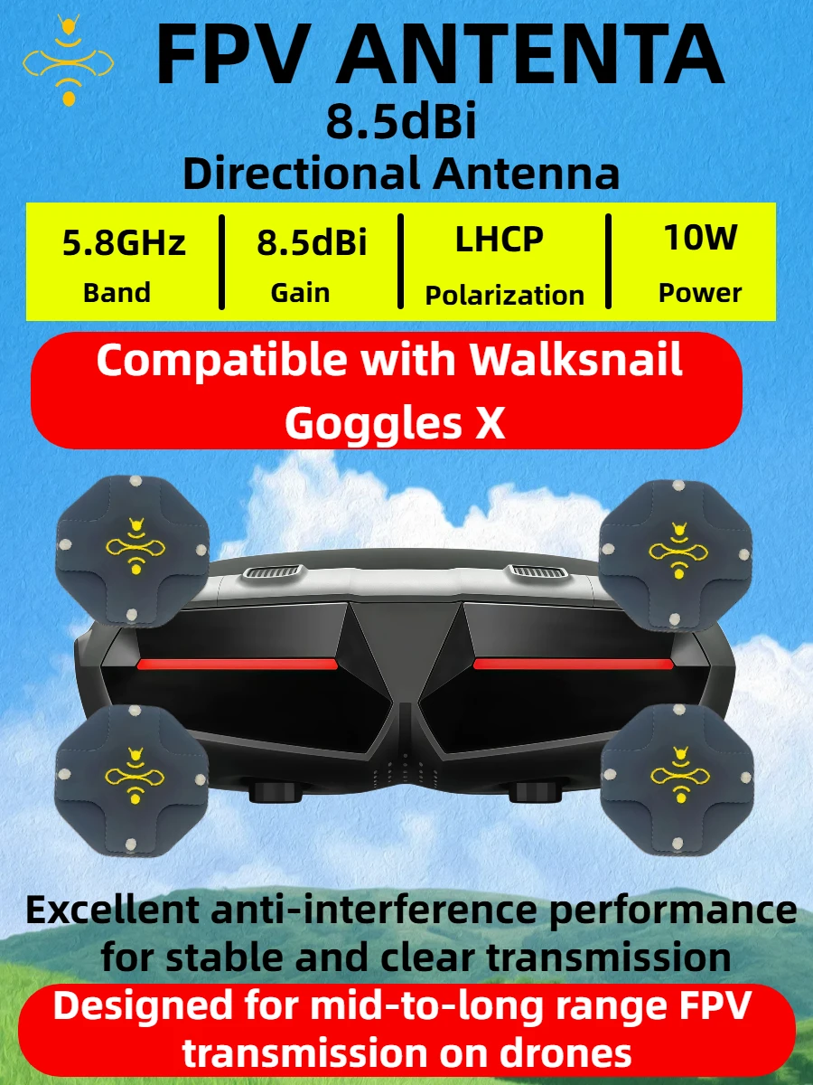 8.5dBi High Gain LHCP 5.8GHz D - Drone Racing Goggles reseña y precio