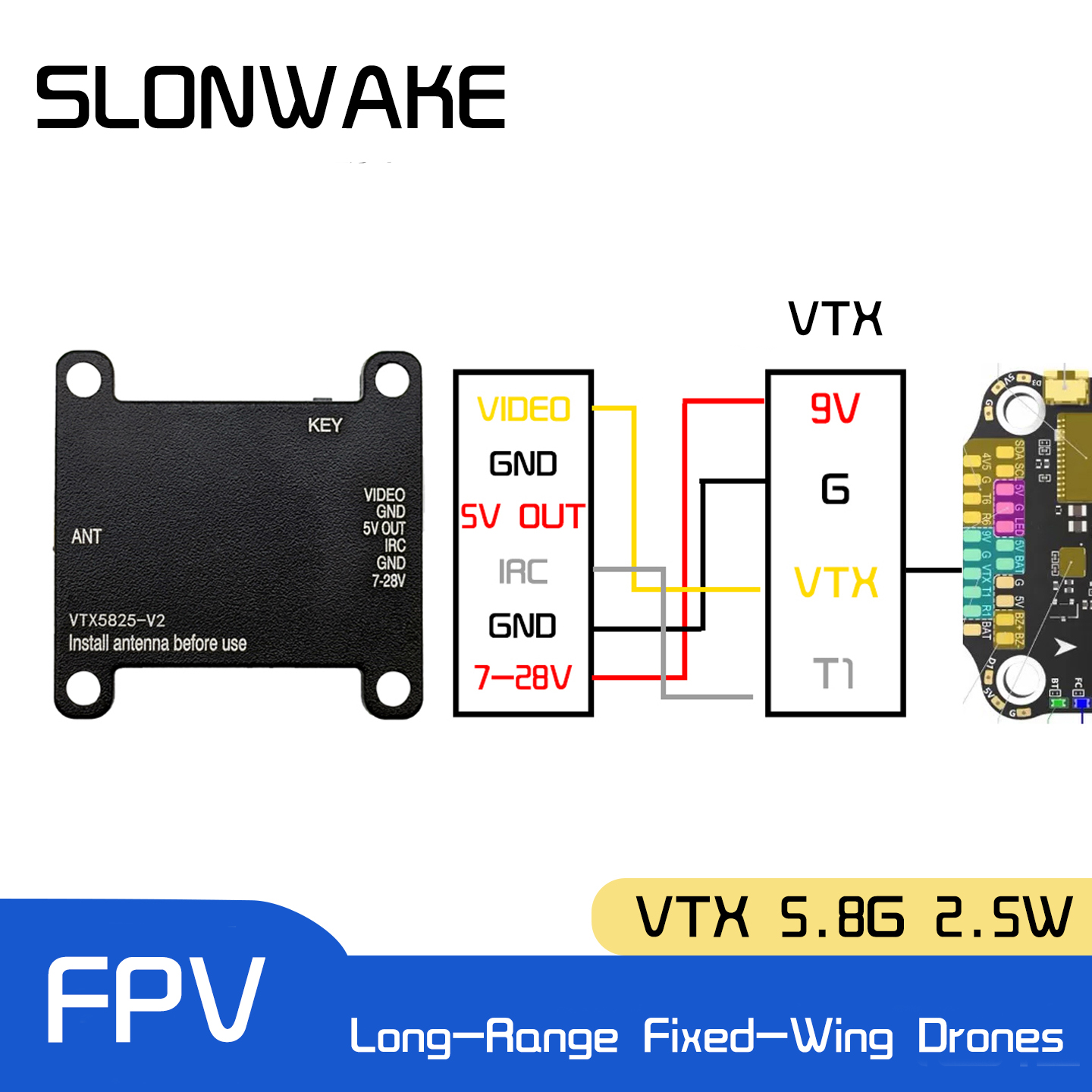 SLONWAKE 5.8G 48CH FPV Transmi - Drone Racing Frame reseña y precio