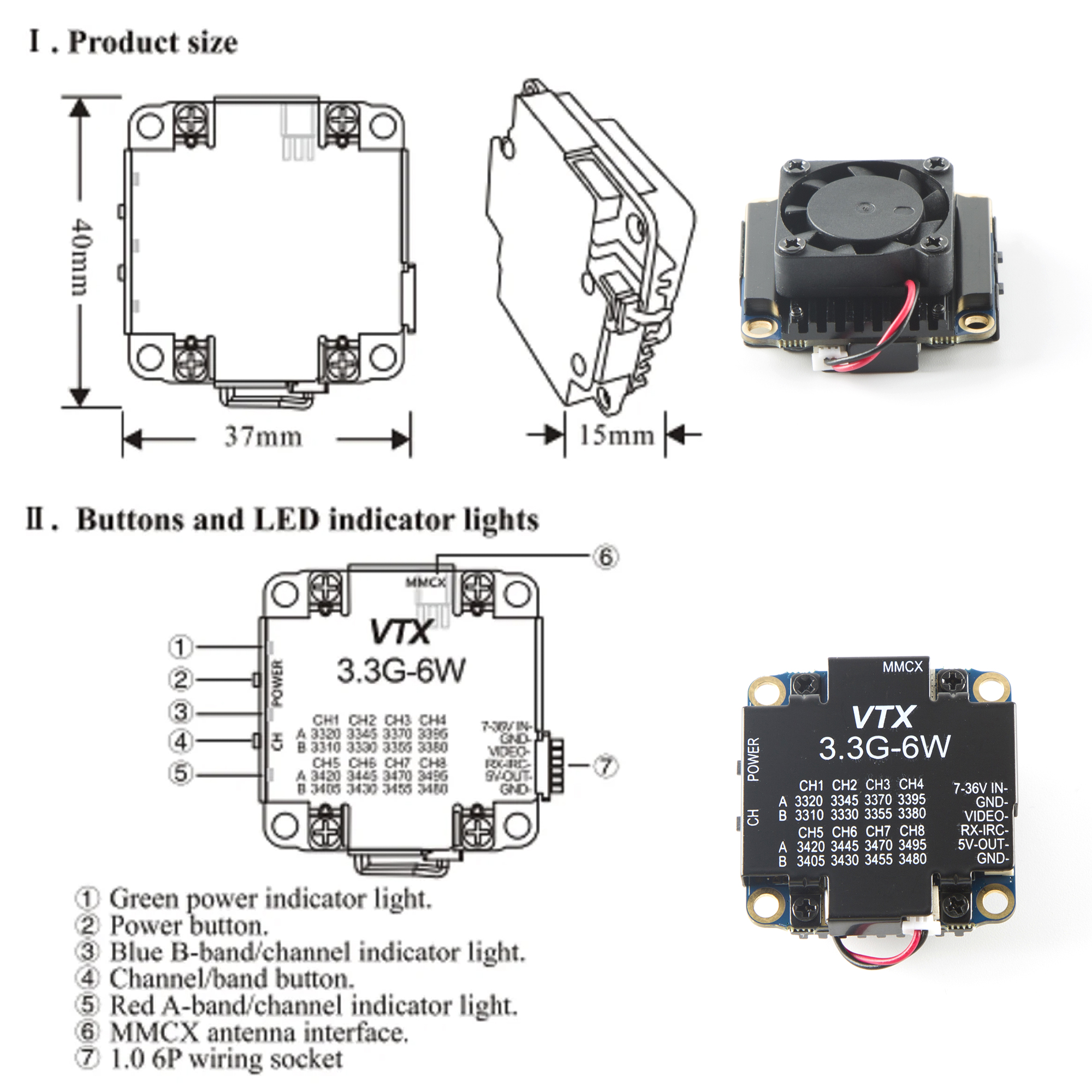 FPV Video Transmitter 3.3G 6W  - Drone Racing Transmitter reseña y precio
