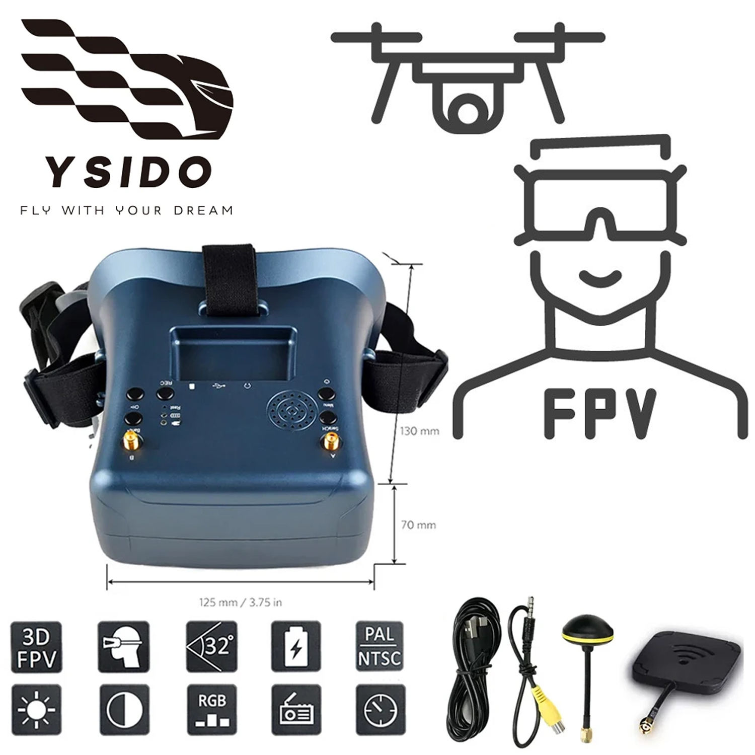 FPV Goggles 008D 5.8G 40CH 4.3 - Drone Racing Goggles reseña y precio
